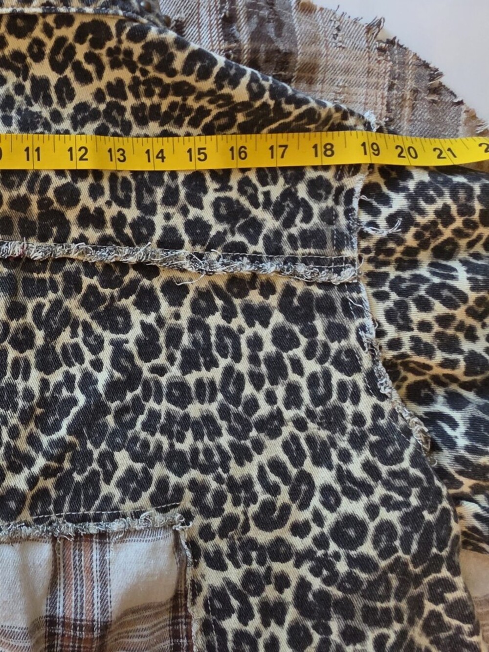 POL Mixed Media Plaid Leopard Duster Shacket Paisley Plant Patchwork Boho Jacket - Picture 11 of 12